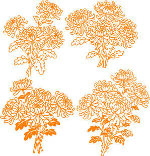 橙色菊花图案设计素材