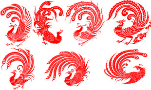 红色凤凰图案设计素材