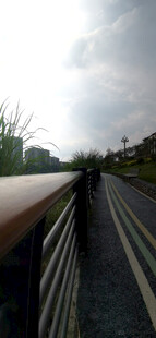 雨中漫步的骑行步道风景