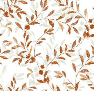 秋日树叶水彩无缝图案