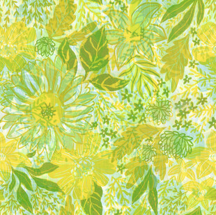 清新黄绿植物花卉图案