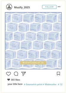 水彩线条几何印花图案