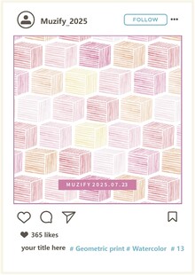 水彩线条几何印花图案