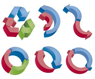 多彩循环箭头图标集合
