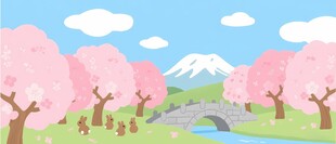 春日樱花下的温馨景象