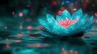 梦幻蓝莲花绽于水面