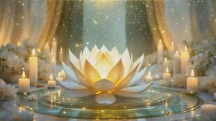 梦幻发光莲花烛台场景