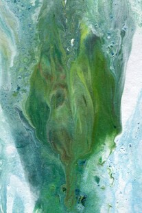 抽象水彩绿叶艺术画作