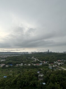 阴天时的城市与森林景观