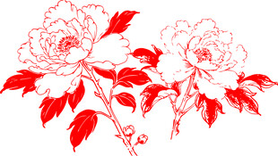 红色牡丹花图案设计元素