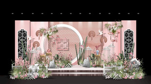 粉色婚礼迎宾区