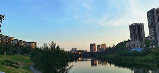 城市河畔风光美景