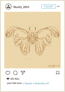 抽象蝴蝶素描画