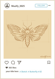 抽象蝴蝶素描画