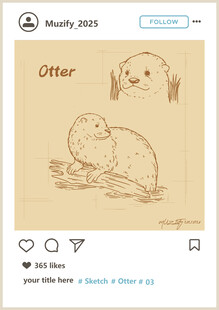 水獭素描画