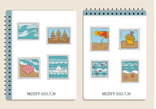 8款入夏日度假邮票图案