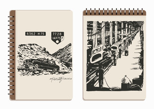 线圈本 公路 汽车速写