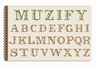 线圈本 复古植物英文字母素材