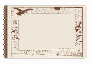 线圈本 海鸥海滩边框