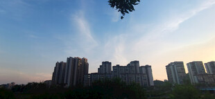 城市黄昏天际线景观