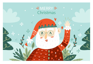 挥手的圣诞老人插画