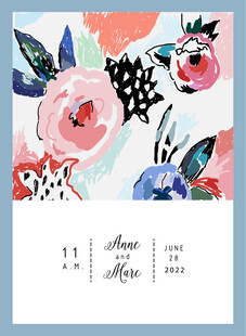 水彩花卉婚礼请柬设计