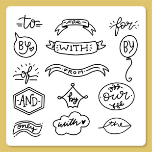 手绘简约装饰元素集合