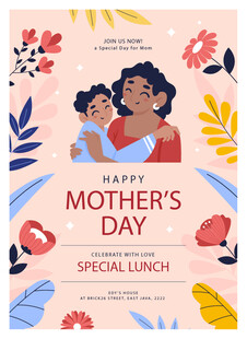母亲节特别午餐插画海报