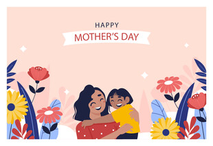 母亲节温馨母女拥抱场景