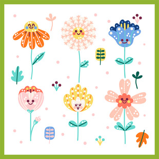 可爱手绘花卉图案集合