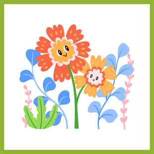 手绘可爱花卉图案