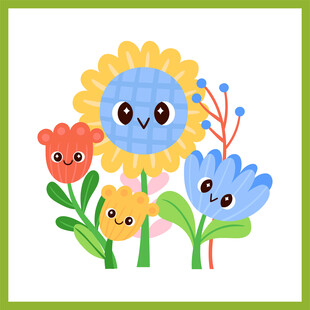 可爱笑脸花朵插画图案