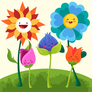可爱笑脸花朵插画