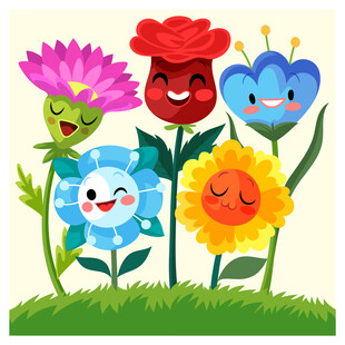 可爱笑脸花朵插画