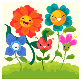 可爱笑脸花朵插画