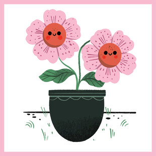 可爱笑脸花朵盆栽