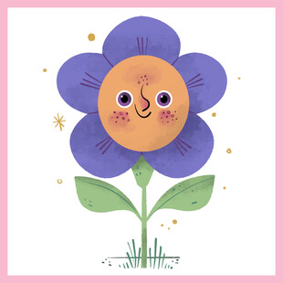 可爱笑脸花朵插画