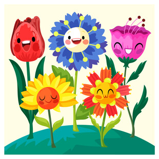可爱笑脸花朵插画