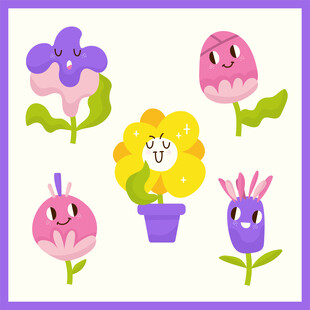 可爱卡通花朵插画集合
