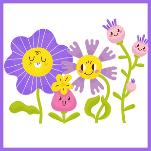 可爱笑脸花朵插画