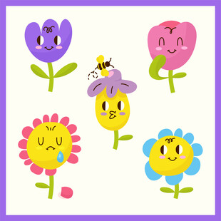 可爱笑脸花朵卡通图案