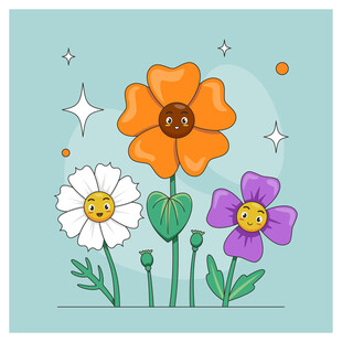 多彩花朵插画