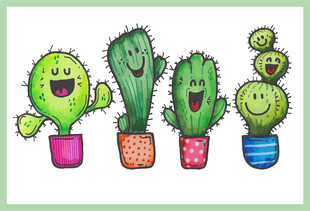 可爱卡通仙人掌盆栽组合