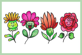 手绘多彩花卉图案