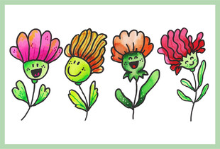 可爱卡通花朵插画