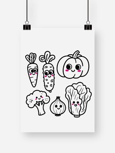 可爱蔬菜插画图案