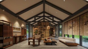 中式风格茶室室内空间