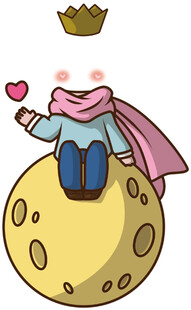 坐在月球上的可爱梦幻小人