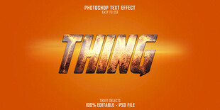 橙色背景金属质感文字THING