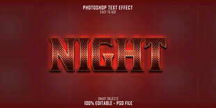 红色立体字体NIGHT展示